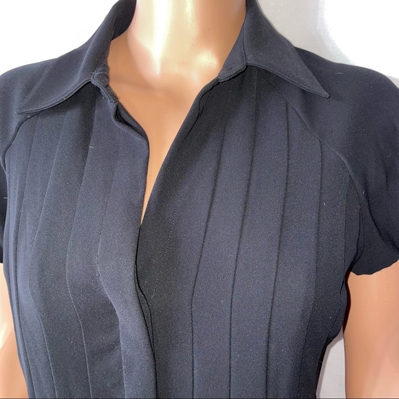 Cache Women's accordion Style Little black dress knee length SZ SM cap sleeve - Picture 3 of 10